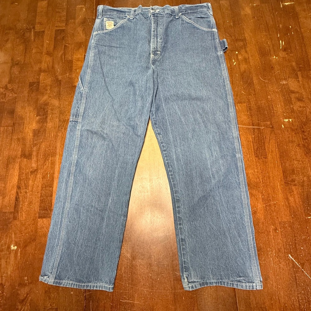 Vtg Pointer Brand Carpenter Jeans Mens 40x30 Blue Denim Made in USA Workwear